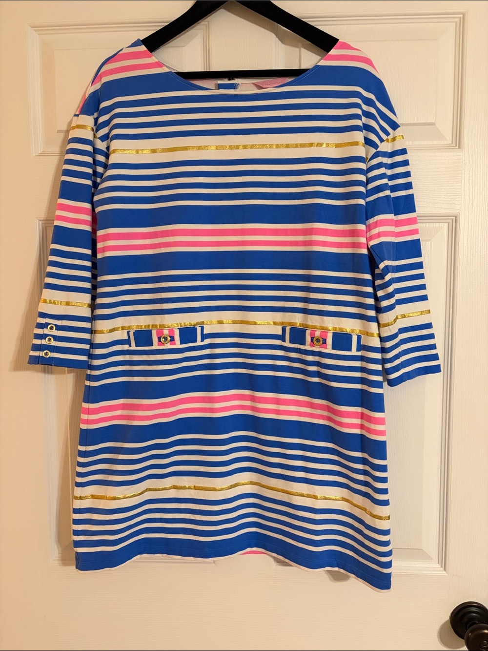 Lilly Pulitzer Lena Shift Dress - Lapis Blue Tiki Stripe - Size L